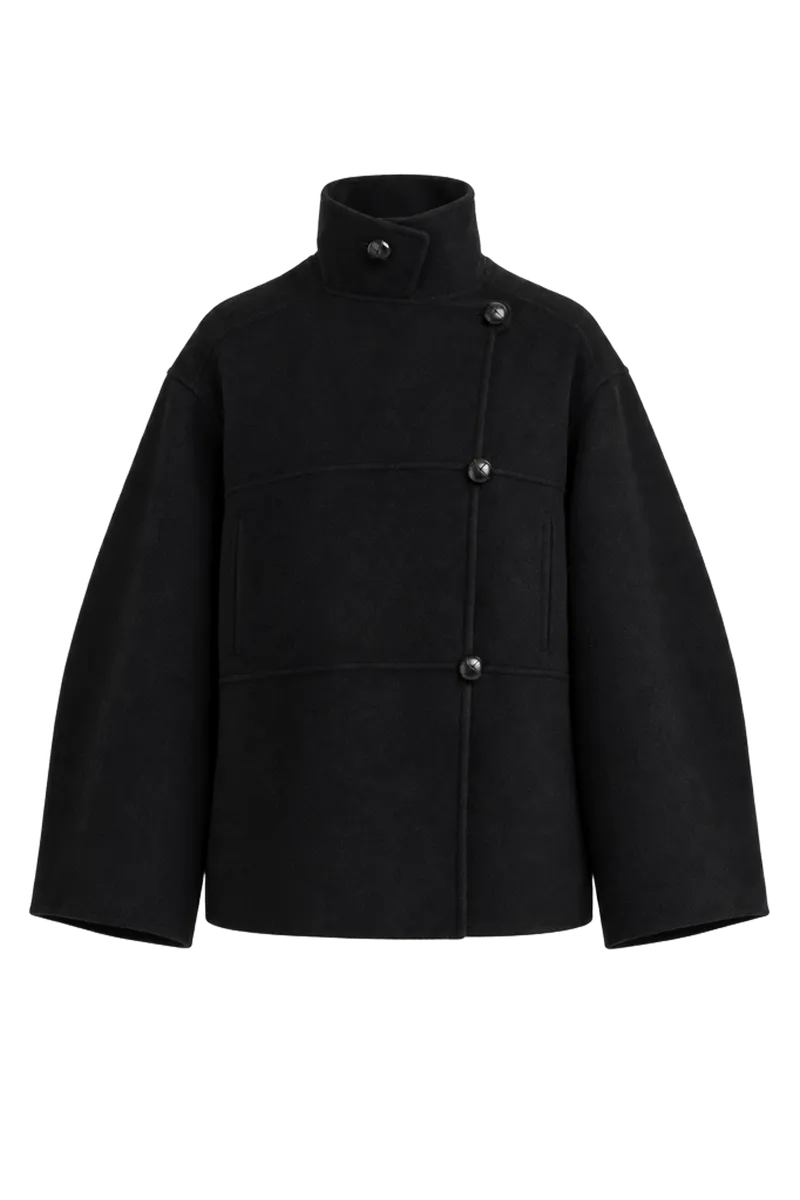 Double-faced wool jacket | black