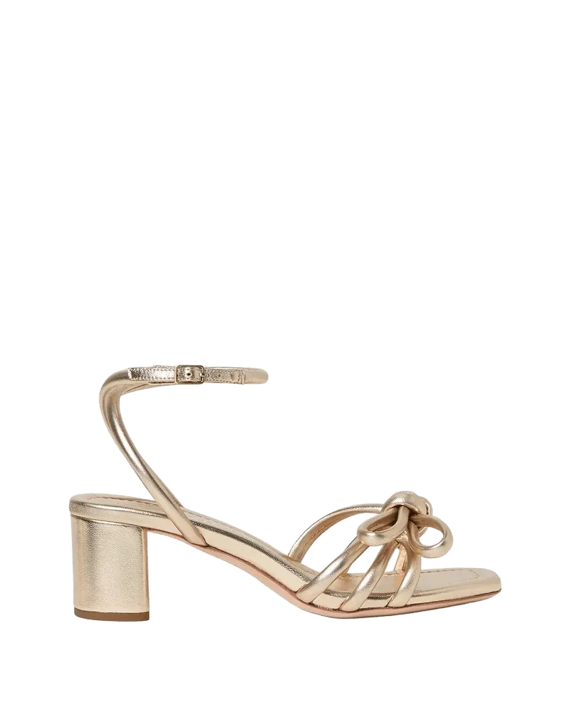 Mikel Champagne Bow Mid−Heel Sandal