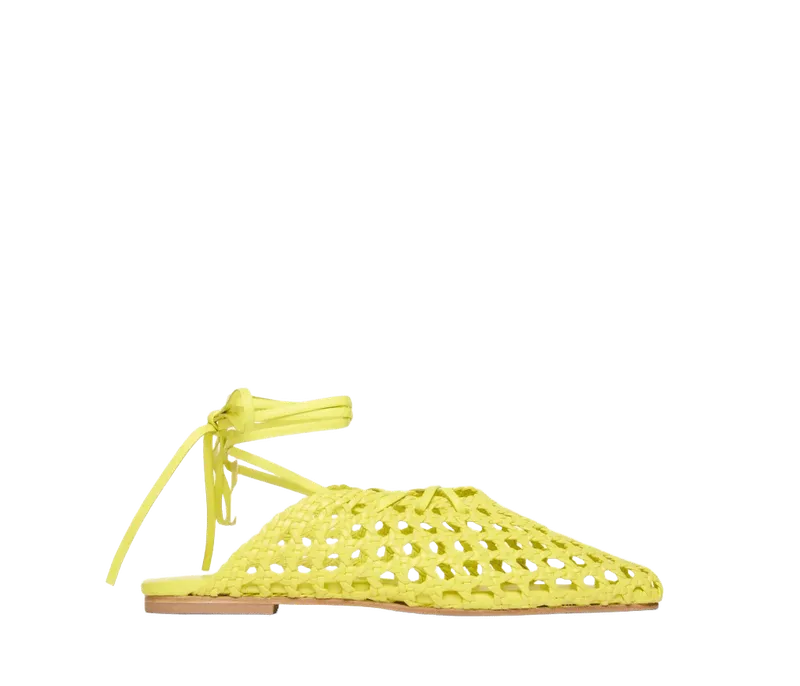 ETTA WOVEN ANKLE LACE-UP FLAT