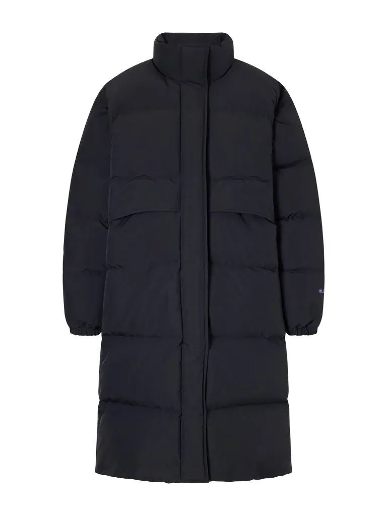 Logo-appliquéd quilted shell down coat