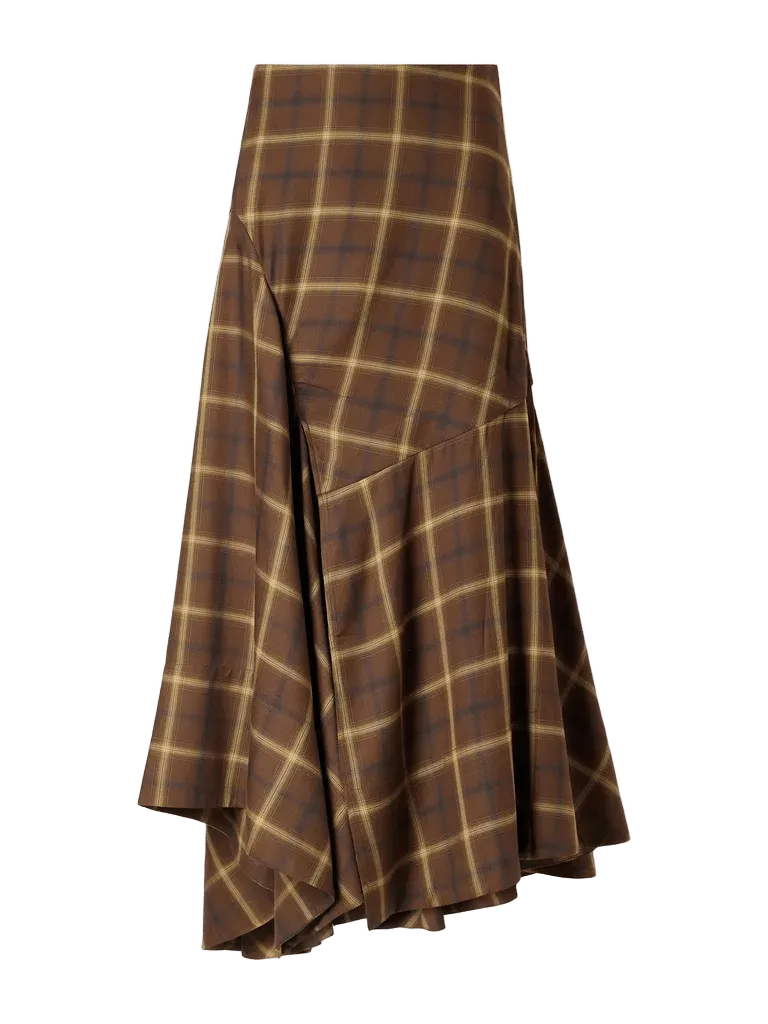 Slash checked crepe midi skirt