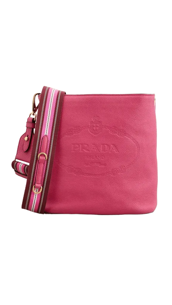 Prada Vitellodaino Embossed Logo Bucket Bag