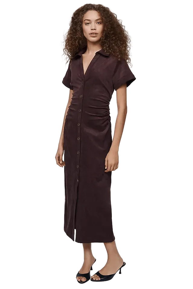 Pilcro Greer Faux Suede Midi Shirtdress