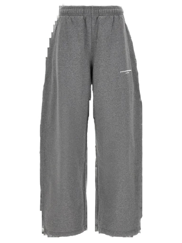 Alexander Wang Cotton Wide-Leg Joggers — Gray