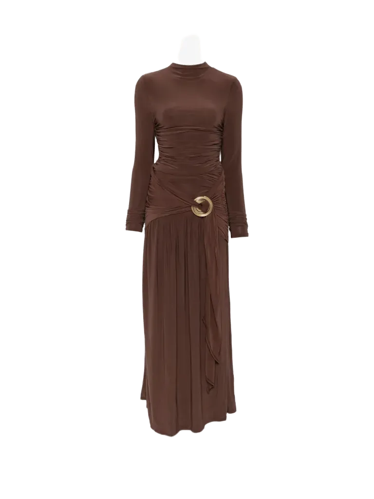 Selah ruched long-sleeve maxi dress