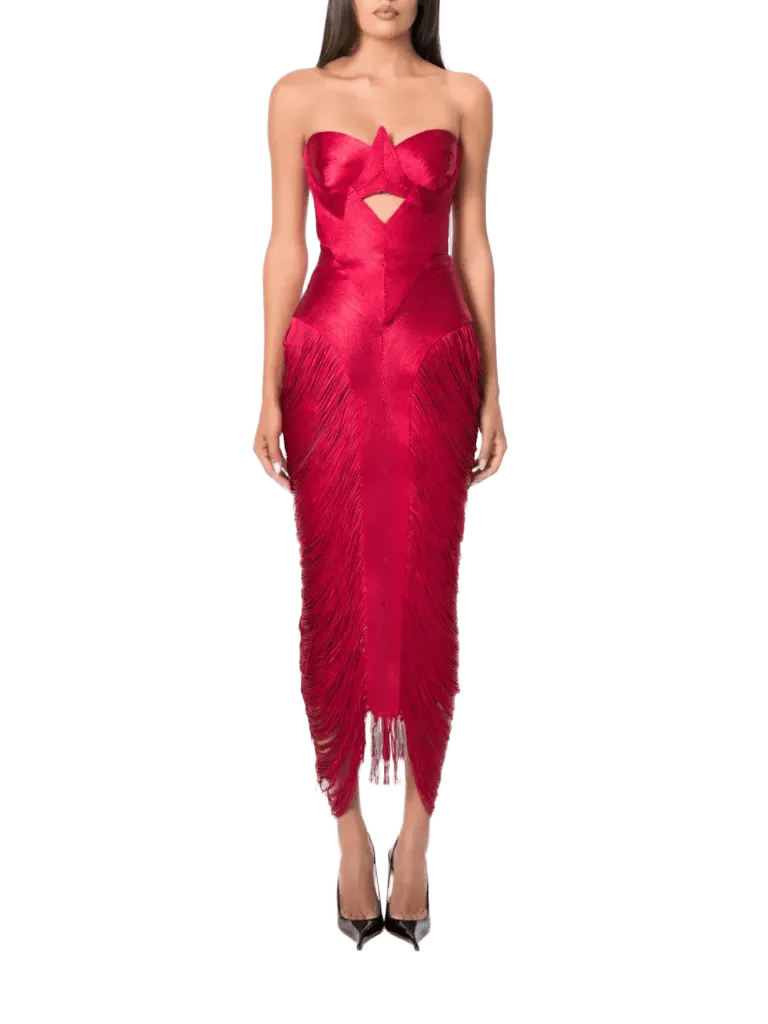 Aura fringed midi dress