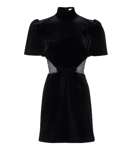 Martha lace-trimmed velvet minidress