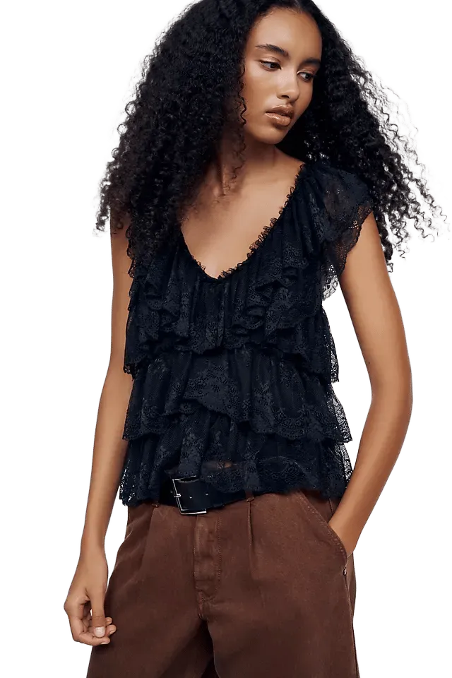 By Anthropologie Tiered Lace Top