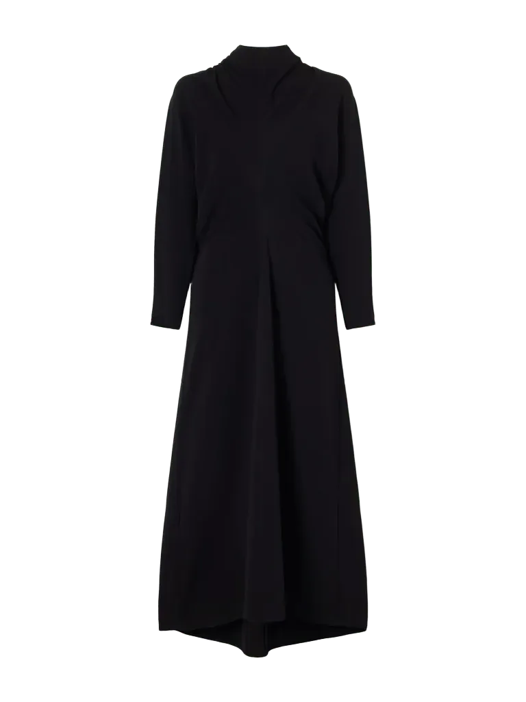 Tie-detailed draped cady maxi dress