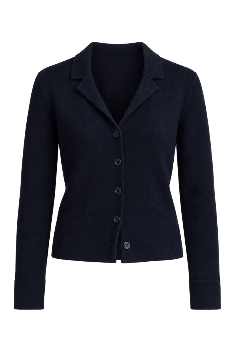 Notch-Collar Double-Face Wool-Blend Cardigan