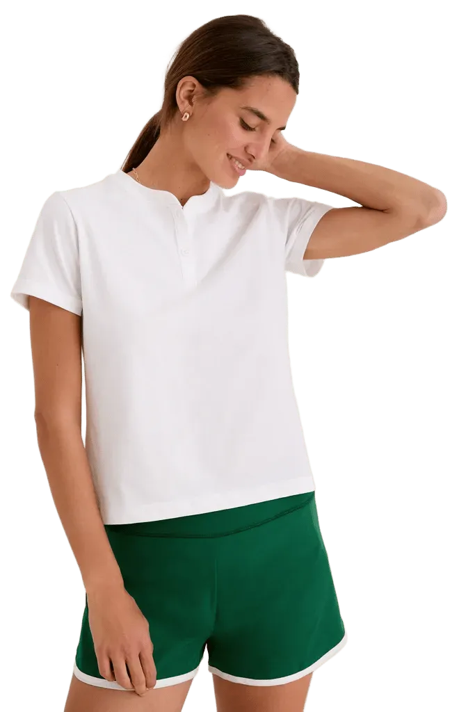 White Performance Cotton Carter Henley Tee