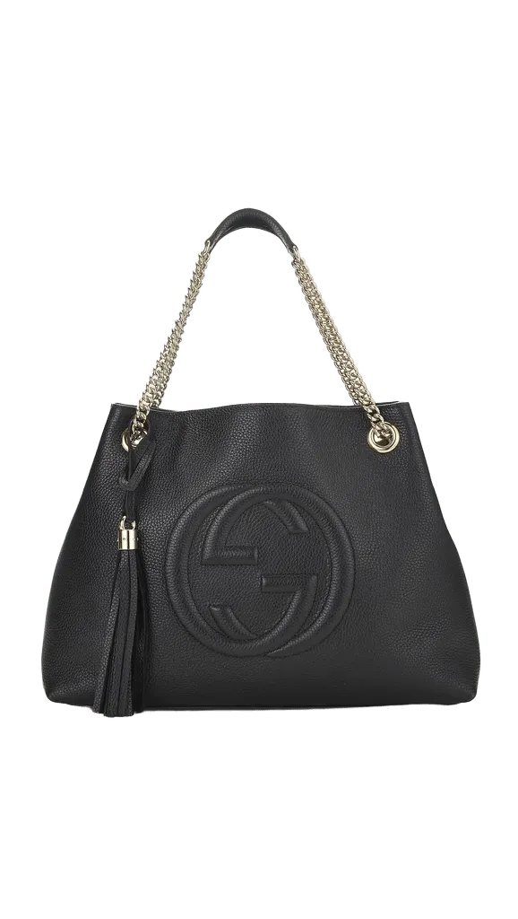 Gucci Black Leather Soho Chain Tote