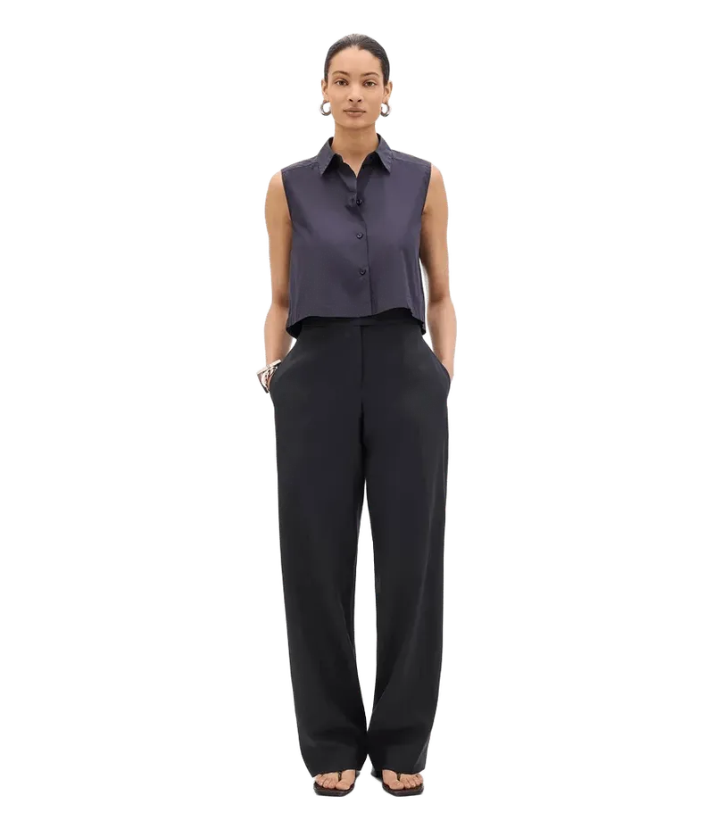 Cropped Sleeveless Shirt | Midnight