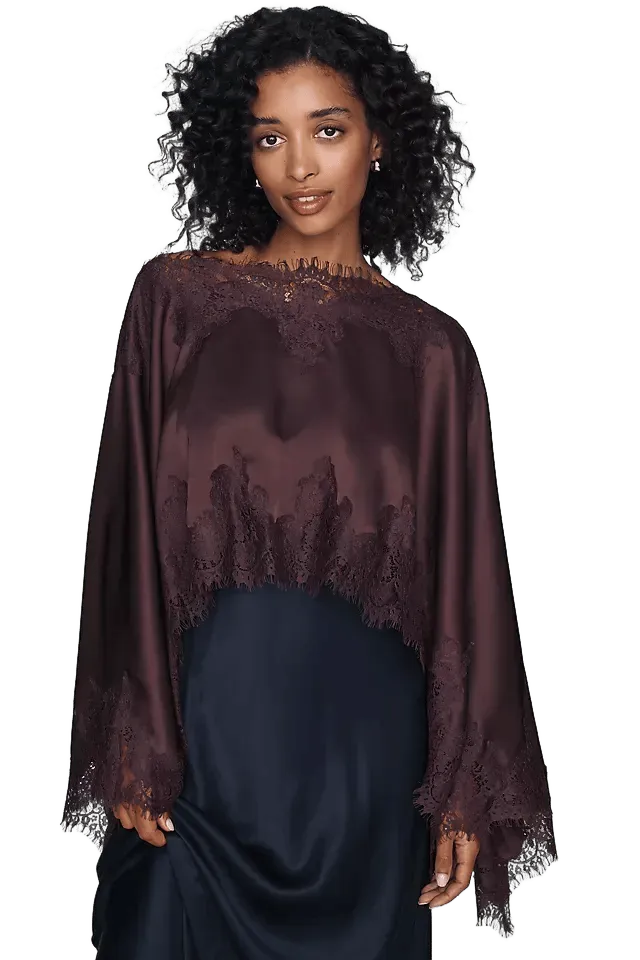 By Anthropologie Satin Lace Poncho
