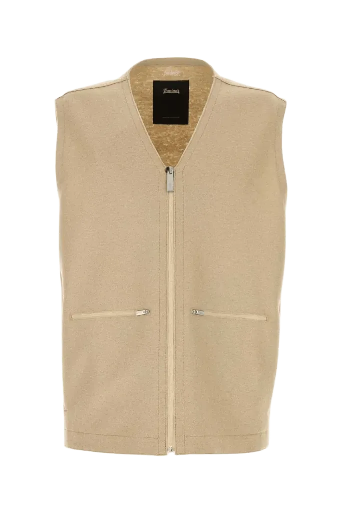 Herno Laminar Virgin Wool Vest — Beige