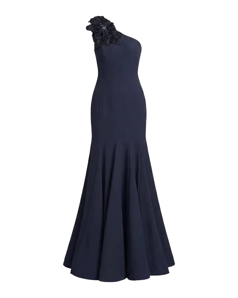 Seamed Crepe One-Shoulder Gown