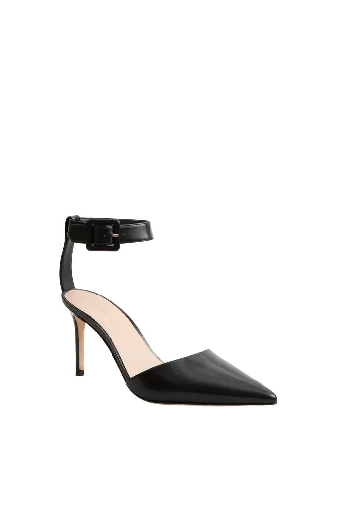 Black Leather Perry Heels