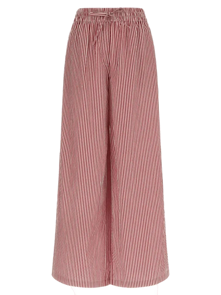 P.A.R.O.S.H. Striped Cotton Poplin Trousers — Burgundy