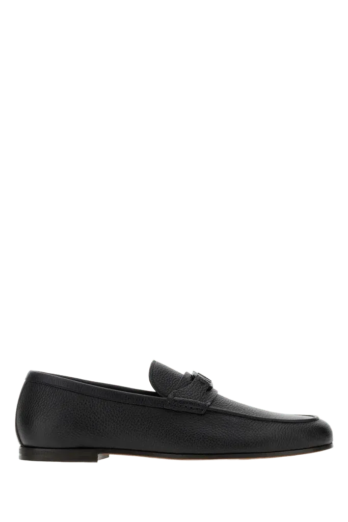 Valentino Garavani Pebbled Leather Loafer — Black