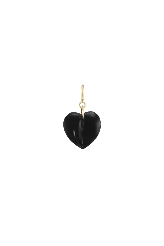 Black Onyx Mini Split Heart Charm