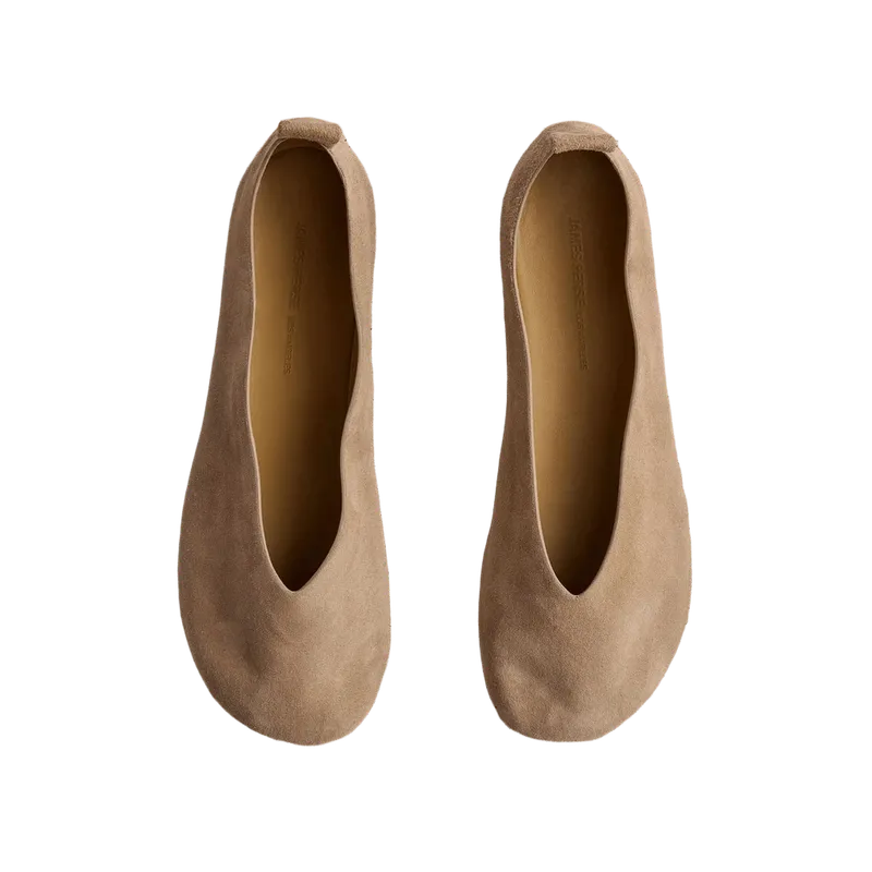 Women's Suede V Ballet Flat - Natural