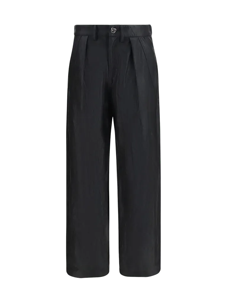 Kristina Ti Crinkled Faux Leather Trousers — Black