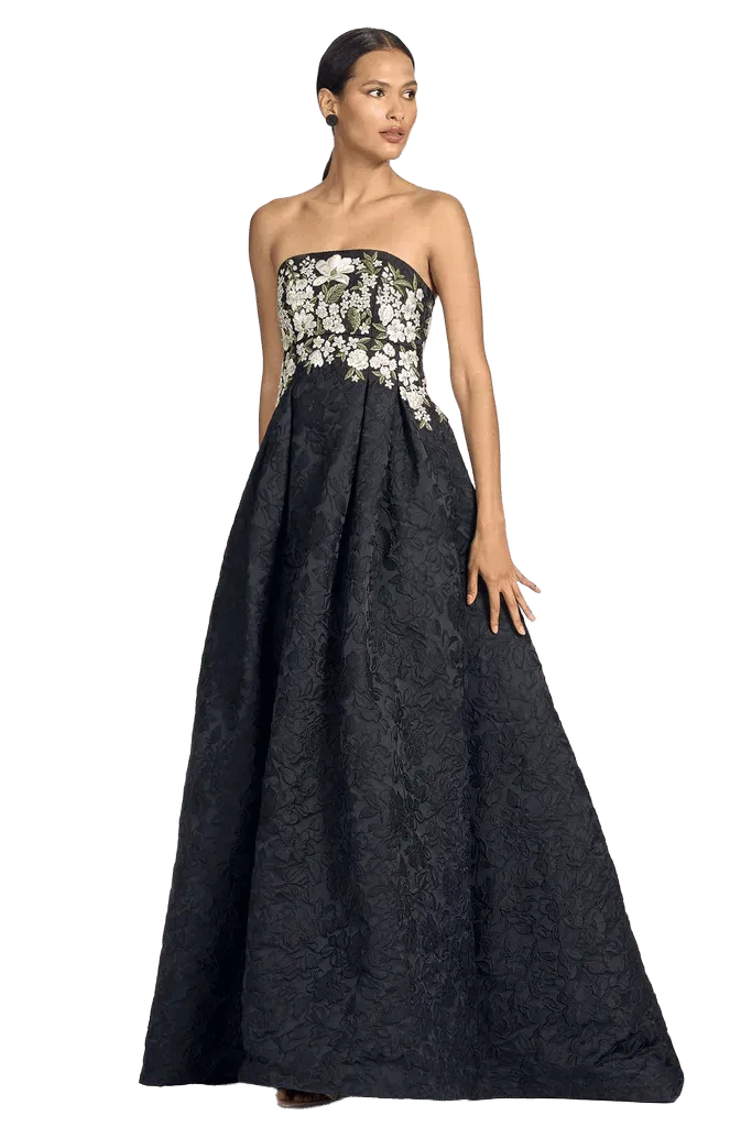 EMBROIDERED ASTRID GOWN - JET