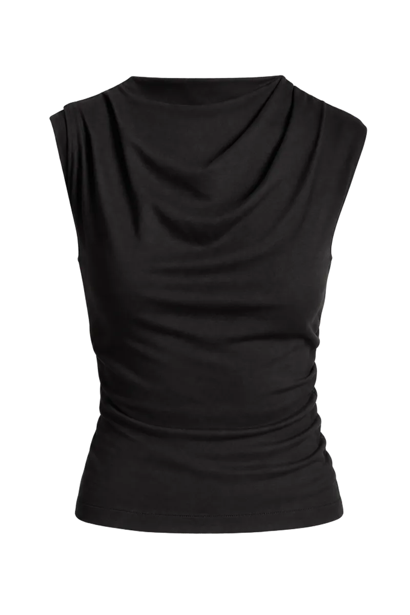 Pima Cotton Draped Sleeveless Top