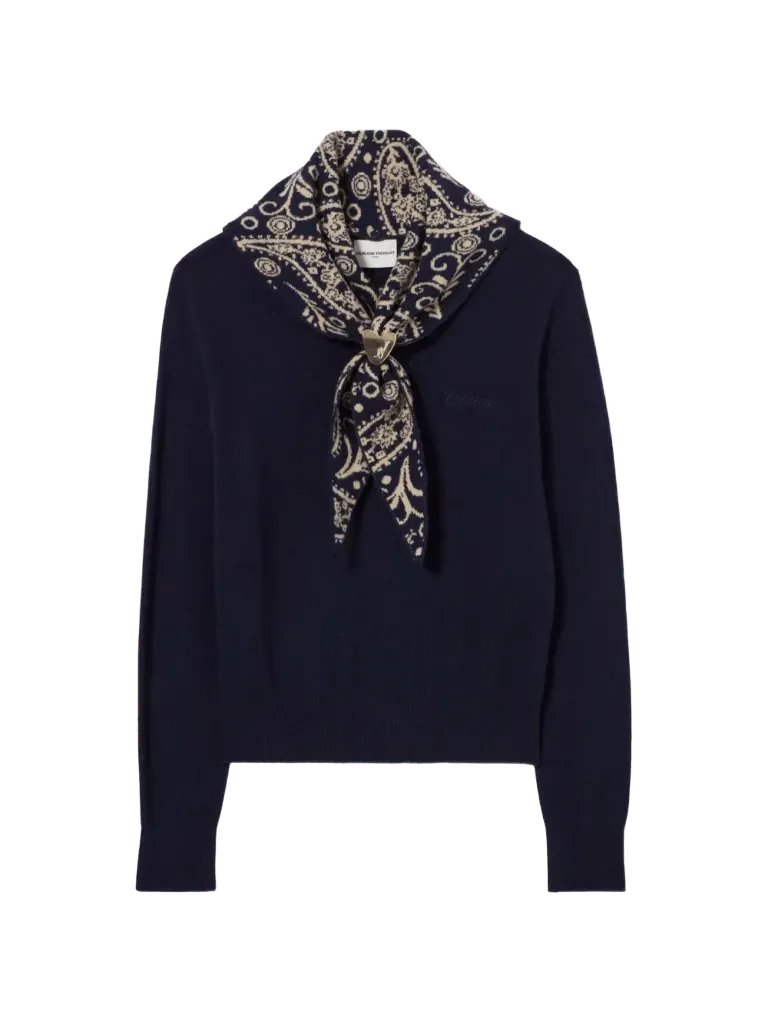 Claudie Pierlot gold heart jewel knit jumper