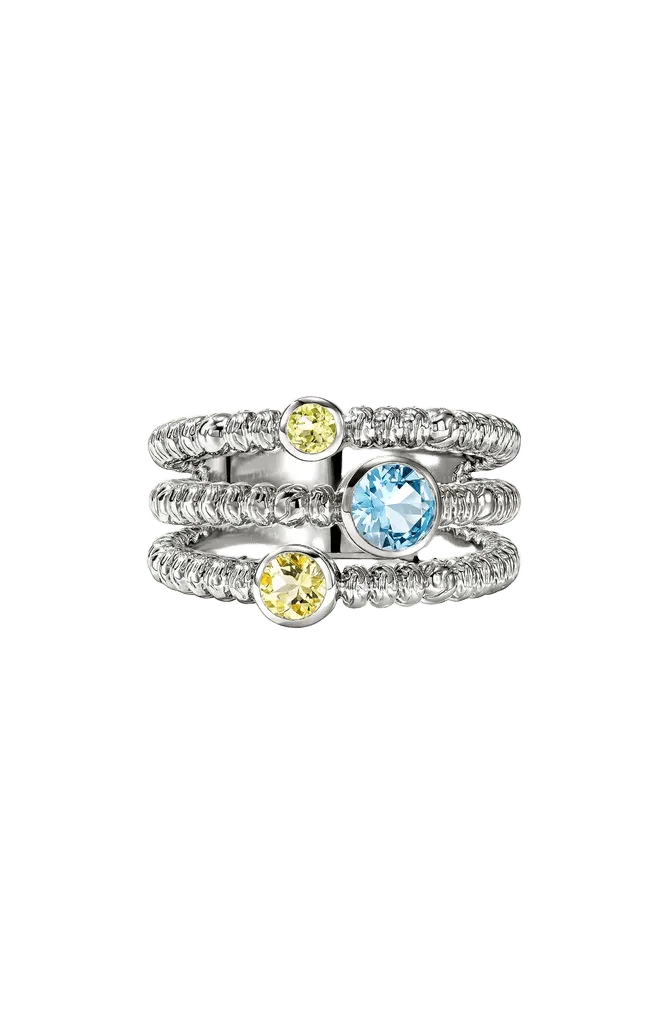Heishi Swiss Blue Topaz Ring