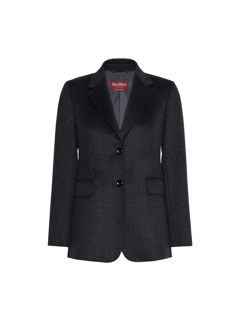 Single-breasted wool broadcloth blazer - DARK GREY