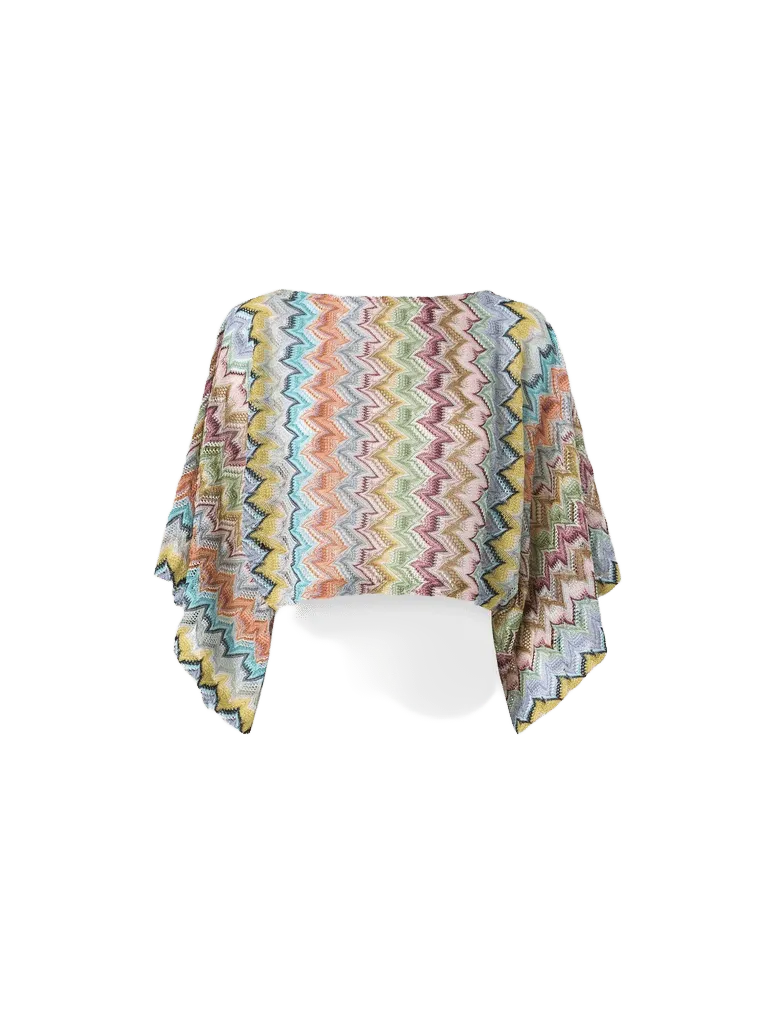 Viscose Lamé Cover-up Top With Batwing Sleeves