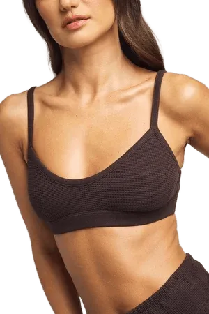 Waffle Knit Lounge Bralette in Ganache