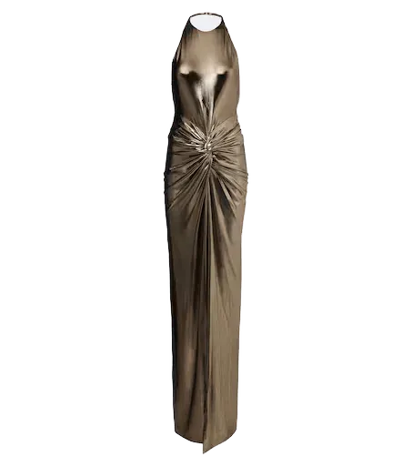 Anida gathered halterneck gown