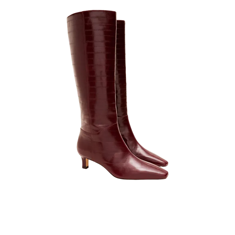 Sylvie knee-high boots in eel-embossed leather