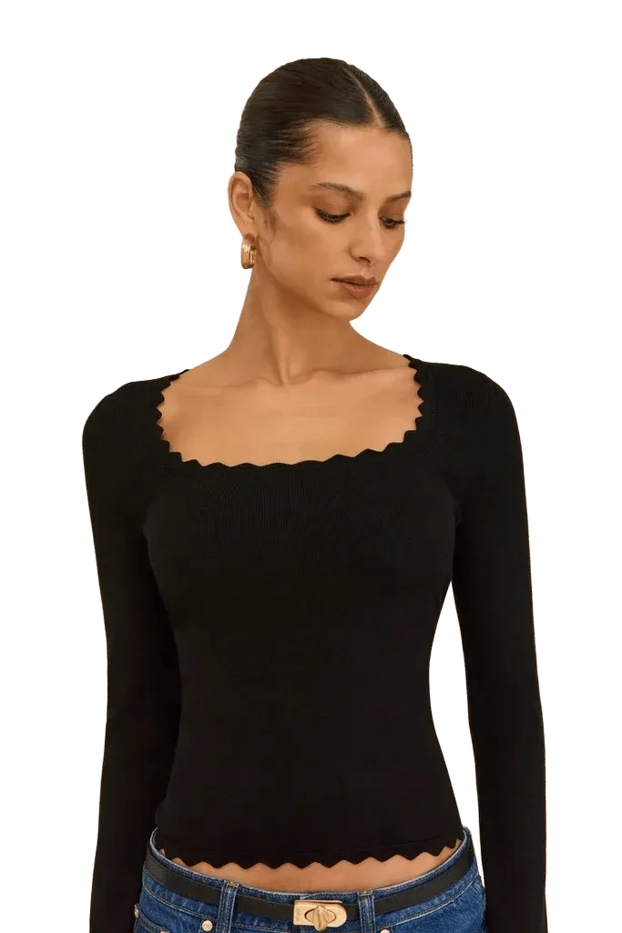 JEAN KNIT TOP - BLACK