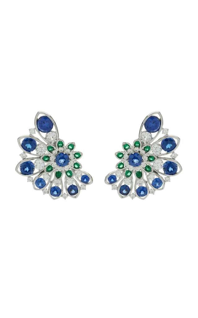 Pinecone Rhodium Vermeil Multi-Stone Earrings