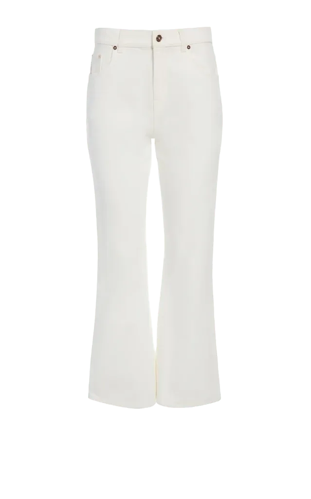 Ezra Bootcut Cropped Jean in White Recycled Cotton Denim