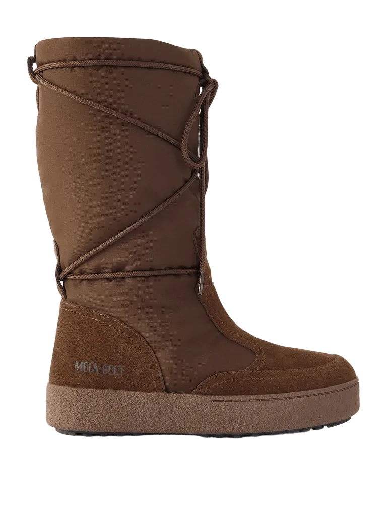 Ltrack Legacy suede-trimmed nylon knee boots