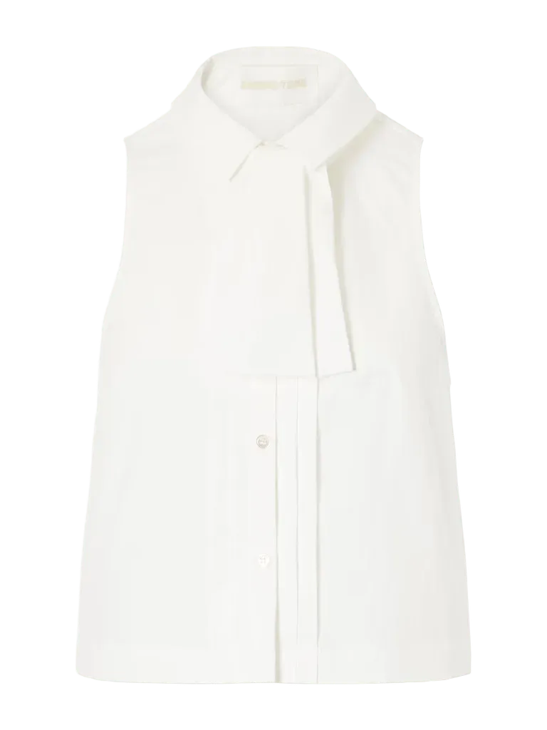 Tie-detailed cotton-poplin blouse