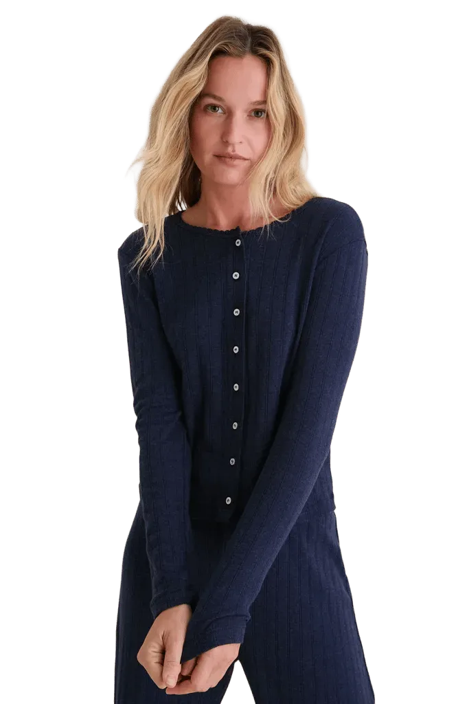 Midnight Melange Pointelle Classic Cardigan II