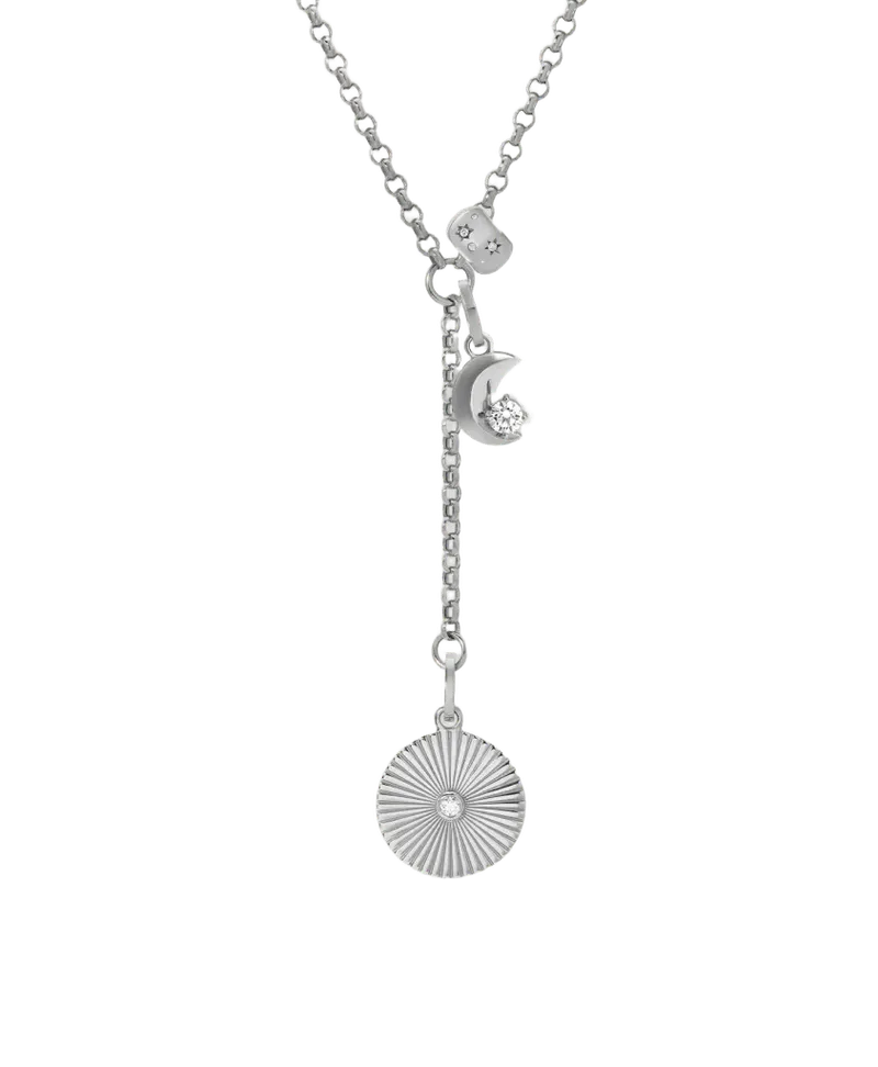 The Moon and The Stars Lariat Necklace in Sterling Silver