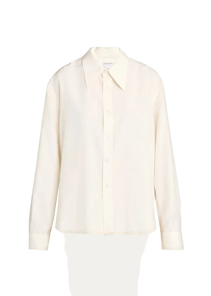 Silk Taffeta Button-Down Shirt