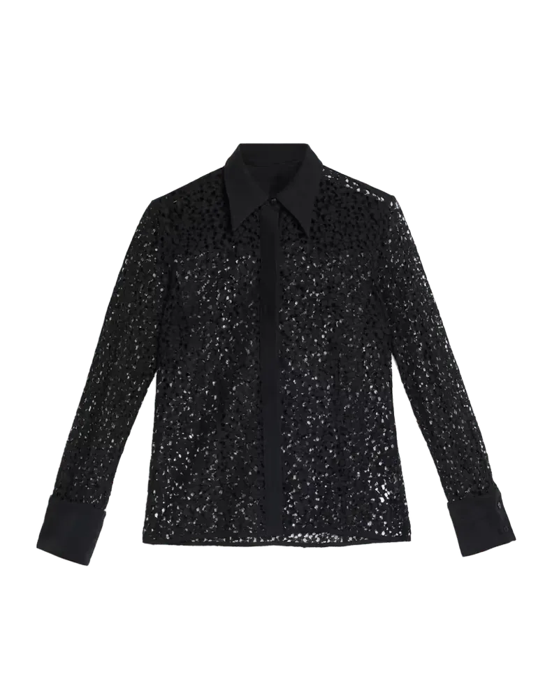 Sheer Laced Cotton-Blend Shirt