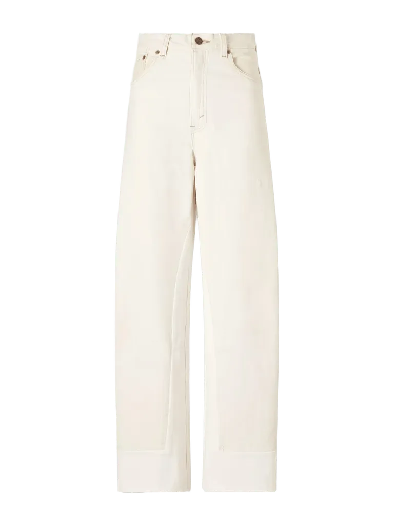 Reworked Culotte distressed wide-leg jeans