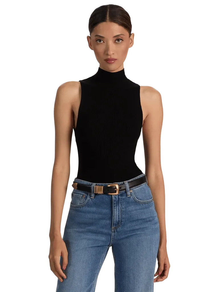 DARCEY WOOL SLEEVELESS TURTLENECK - BLACK