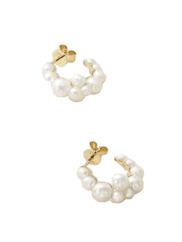 Boucle Botticelli 14-karat recycled gold pearl hoop earrings