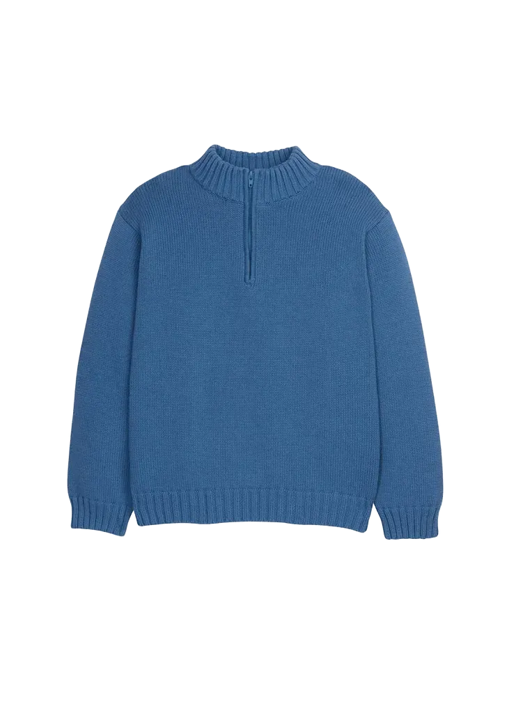 Quarter Zip Sweater - Stormy Blue
