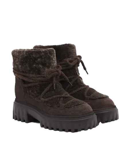 Hogan H700 shearling platform ankle boots