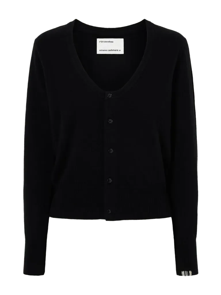 Dorothea cashmere-knitted cardigan - black - One Size